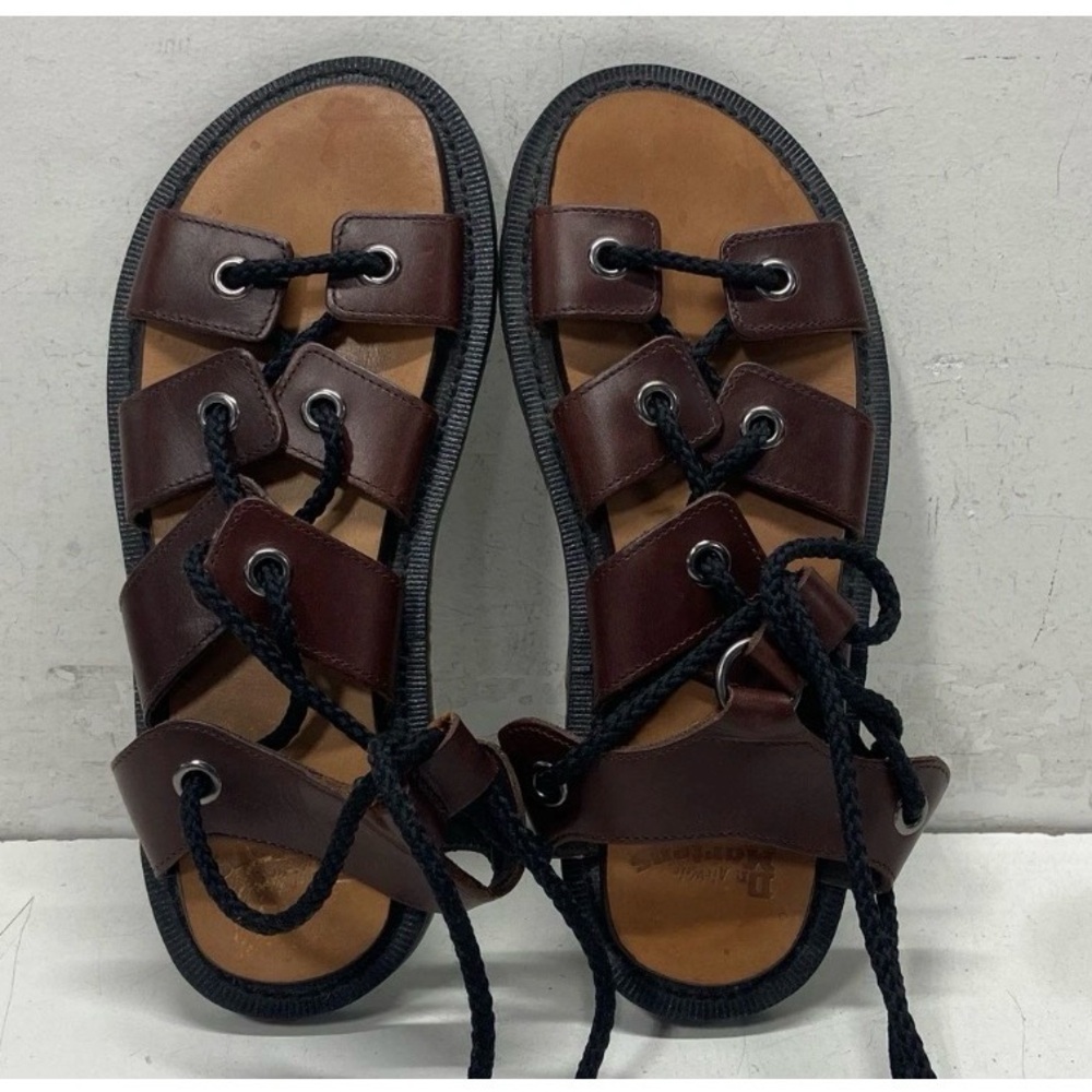 Dr. Martens Brown Leather Lace-Up Gladiator Sandals